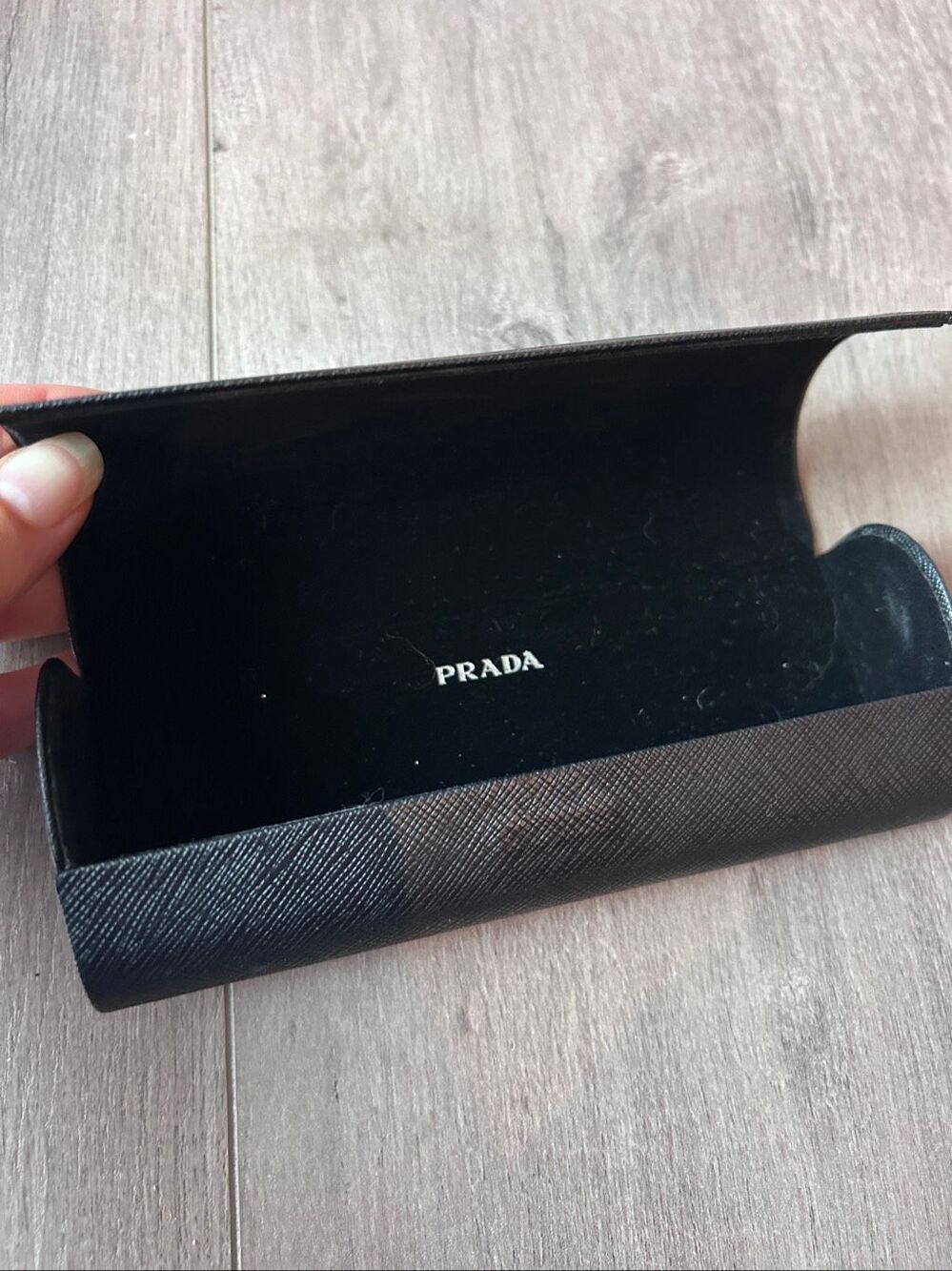 Prada Eyeglass Case Black Sunglass Case Hard Flip Back EUC
